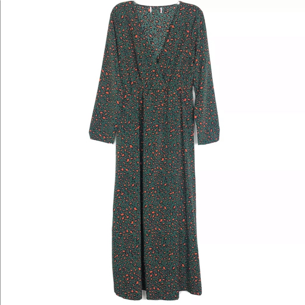Club L London long sleeve faux wrap animal print maxi dress 
Size 10